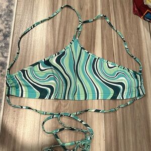 Marbled Print Crisscross Back Halter Top